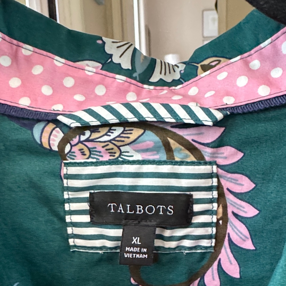 Talbots Green Floral Button Down Shirt - Picture 4 of 7
